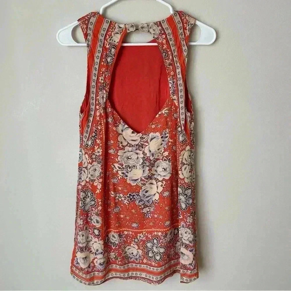 Urban Outfitters Ecote Red Orange Floral Print Shift Mini Dress Size Medium - Picture 4 of 6